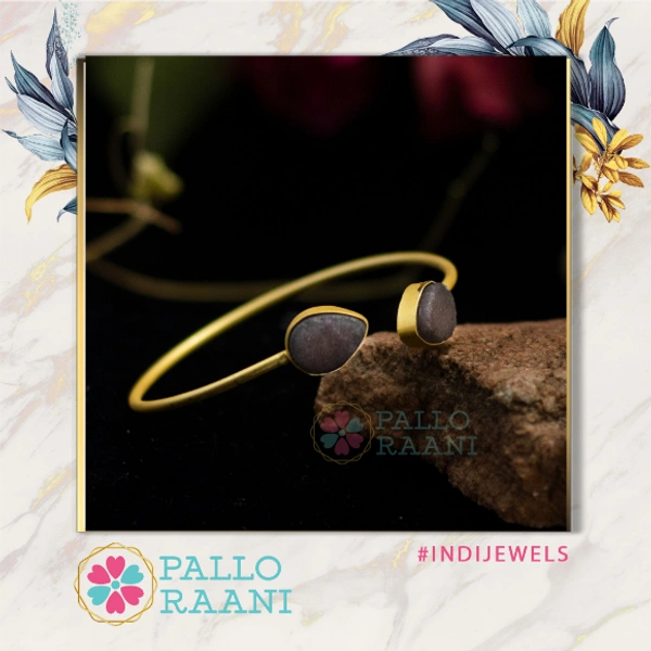 Charcoal Grey Druzy Adjustable Bracelet - grey, gold